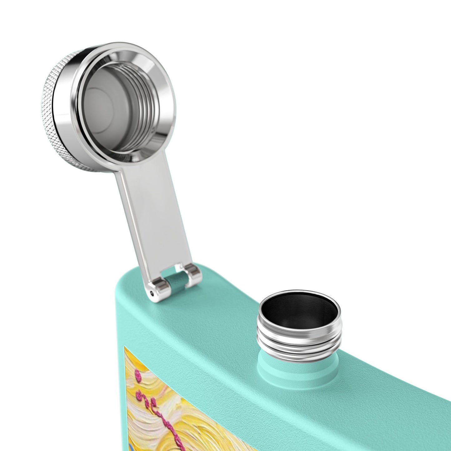 Flask - Stainless Steel 6oz  - Colorful Hot Pink Martini Splash Whimsical Artwork - 'Sway & Sip'