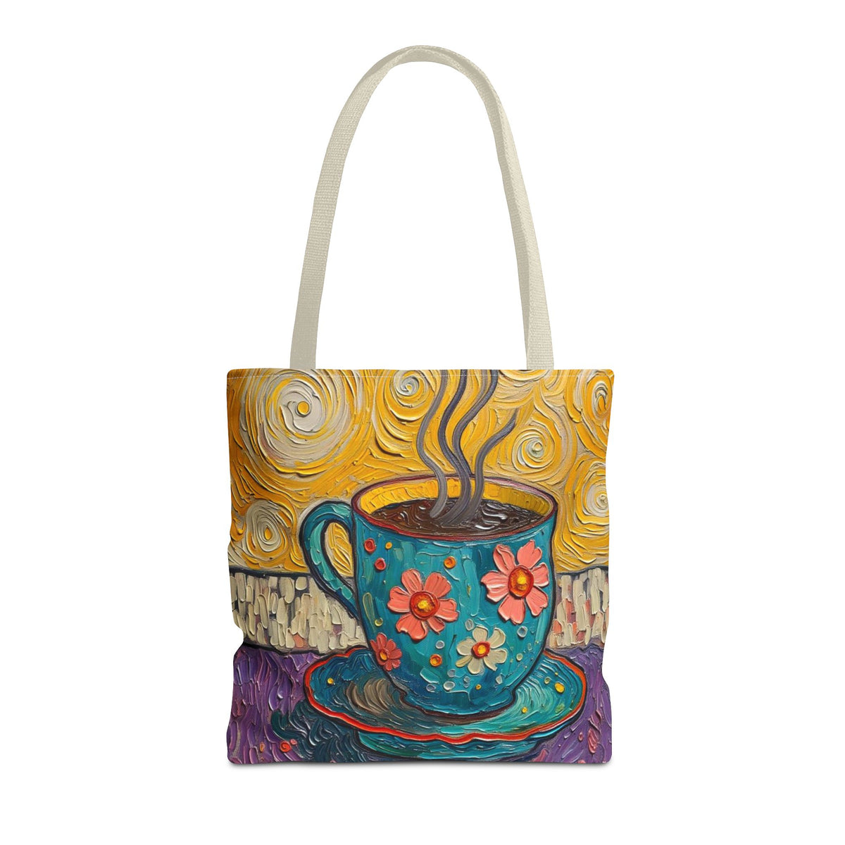 Tote Bag - Flower Coffee Cup - Painterly Style Design - 'Rich Roast'