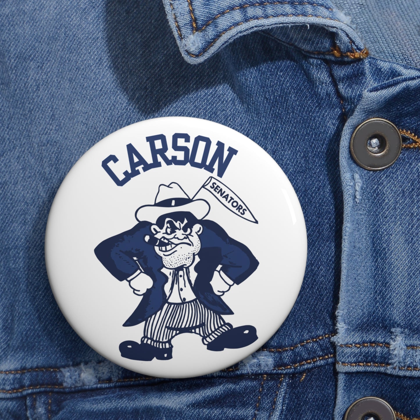 Vintage Carson Senators Mascot Pin Button