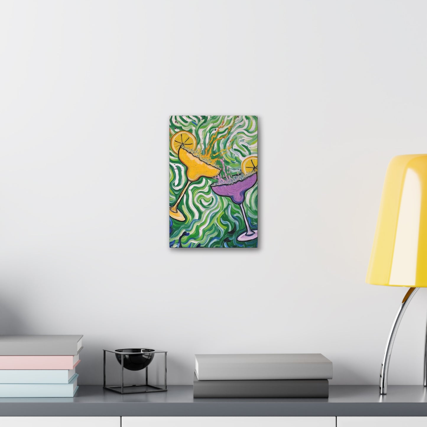 Canvas Wall Art - Clinking Margarita Glasses - Painterly Style - Impasto Design Print - 'Margarita Madness'