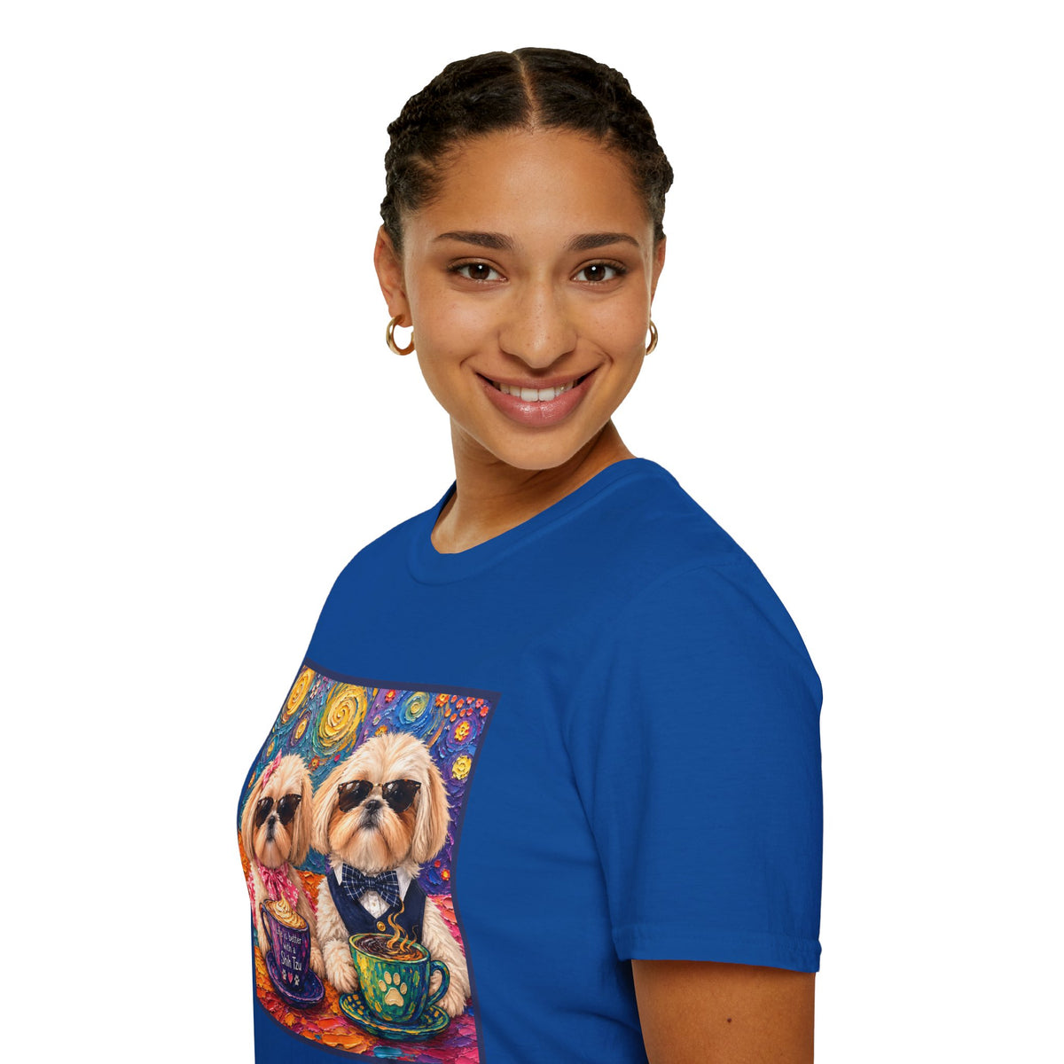 Shih Tzu Coffee Date T-Shirt - Cute Couple - Dogs with Teacups - Paws for Coffee