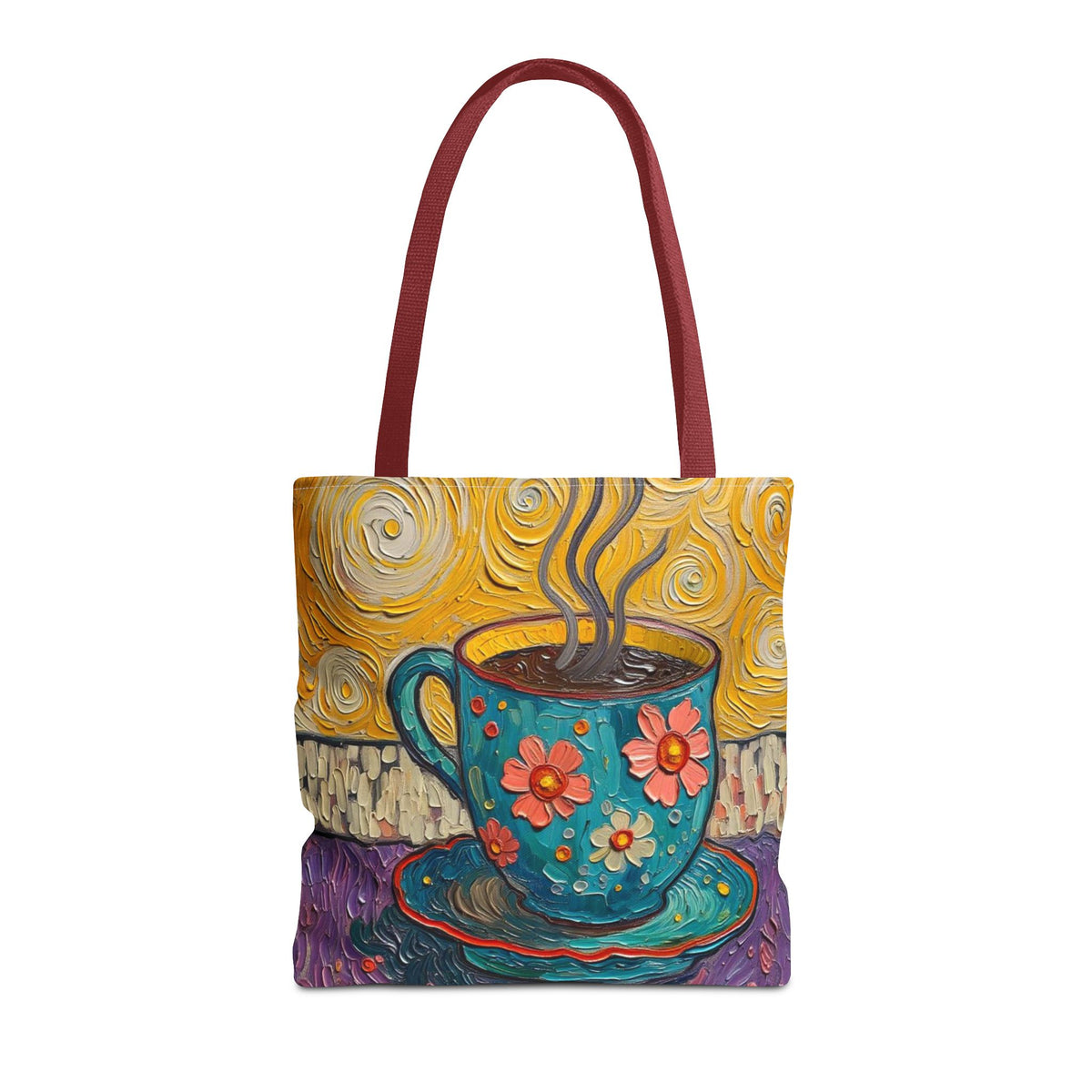 Tote Bag - Flower Coffee Cup - Painterly Style Design - 'Rich Roast'