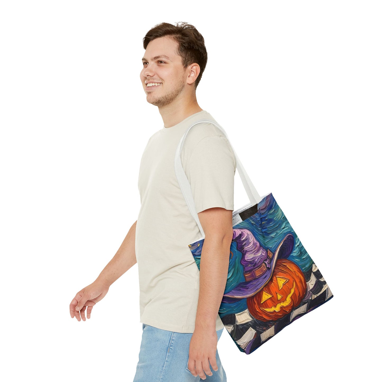 Halloween Tote Bag | Pumpkin After Midnight – Colorful Jack-O'-Lantern artistic design