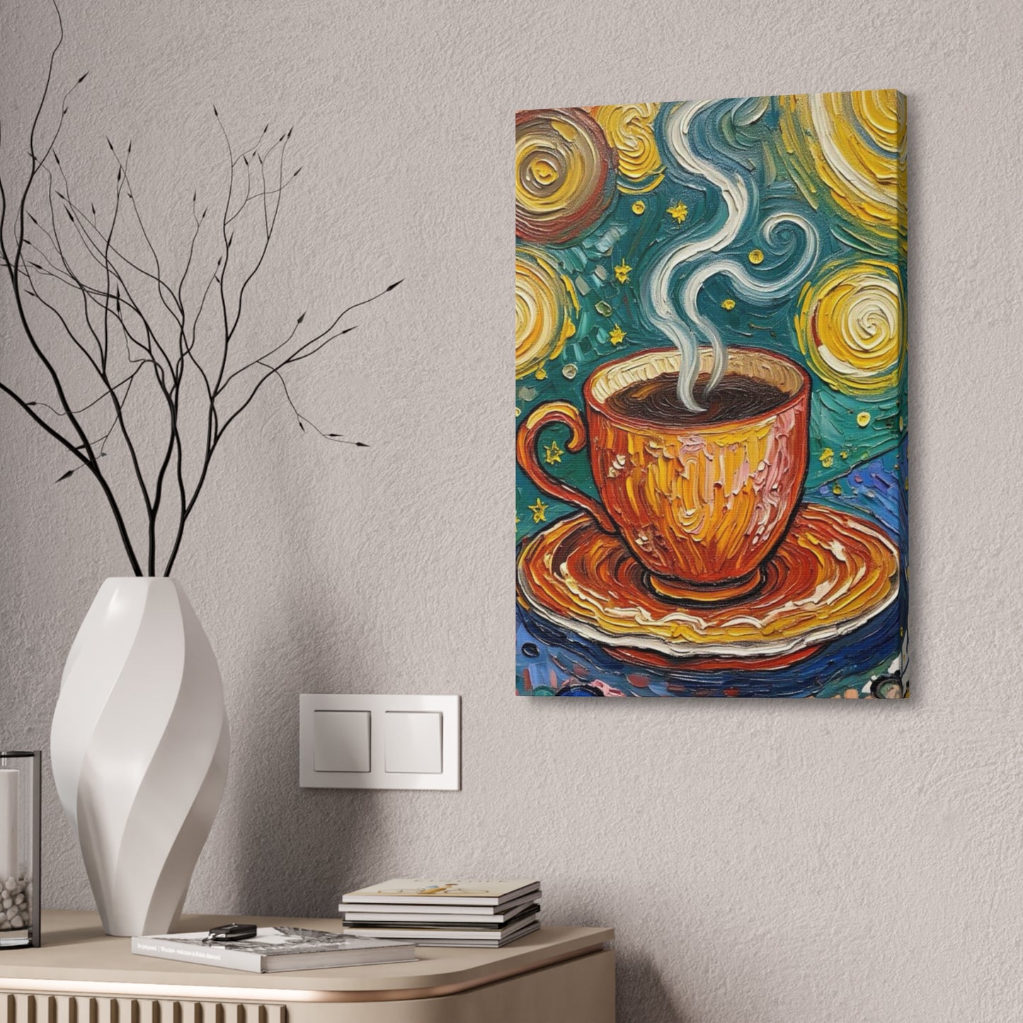 Coffee Starry Night Canvas Print — Stretched 1.5" Wall Art