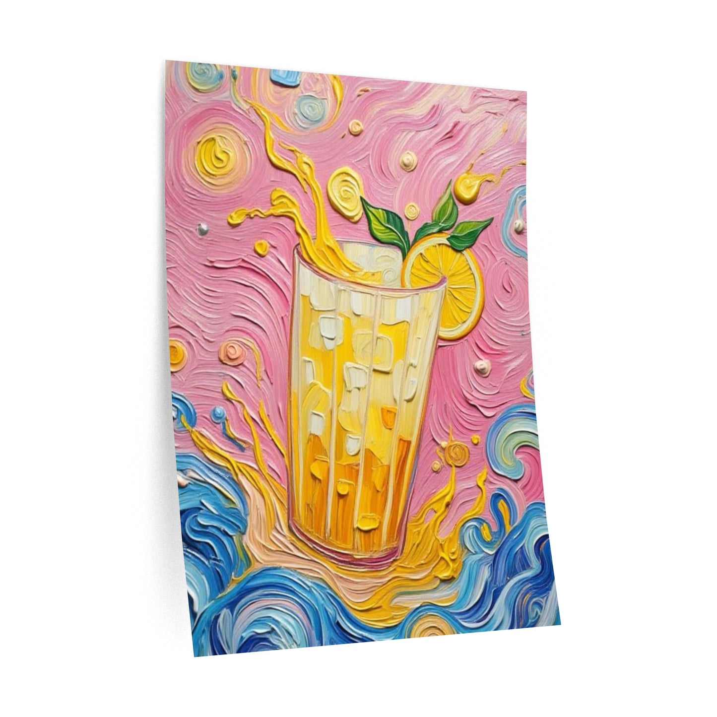 Wall Decal Art- Unique Splashing Lemon Drink - Bright Artistic Removable Wall Art - 'Pucker Up'