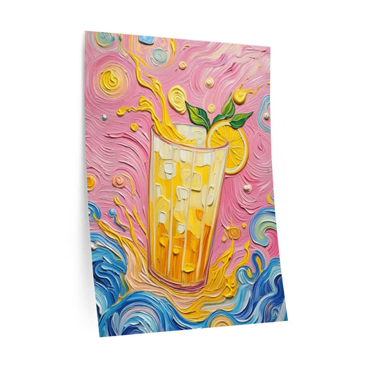 Wall Decal Art- Unique Splashing Lemon Drink - Bright Artistic Removable Wall Art - 'Pucker Up'