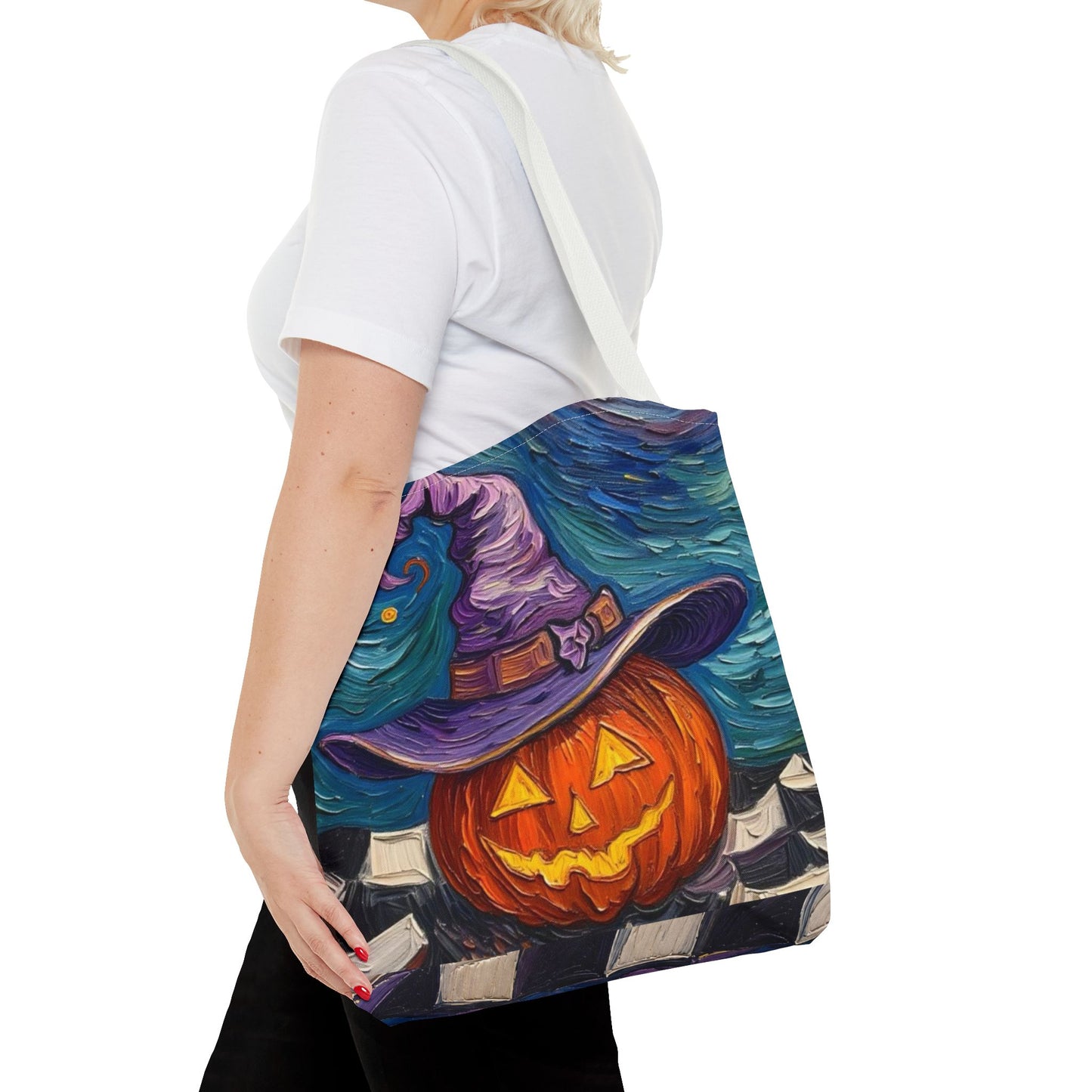 Halloween Tote Bag | Pumpkin After Midnight – Colorful Jack-O'-Lantern artistic design