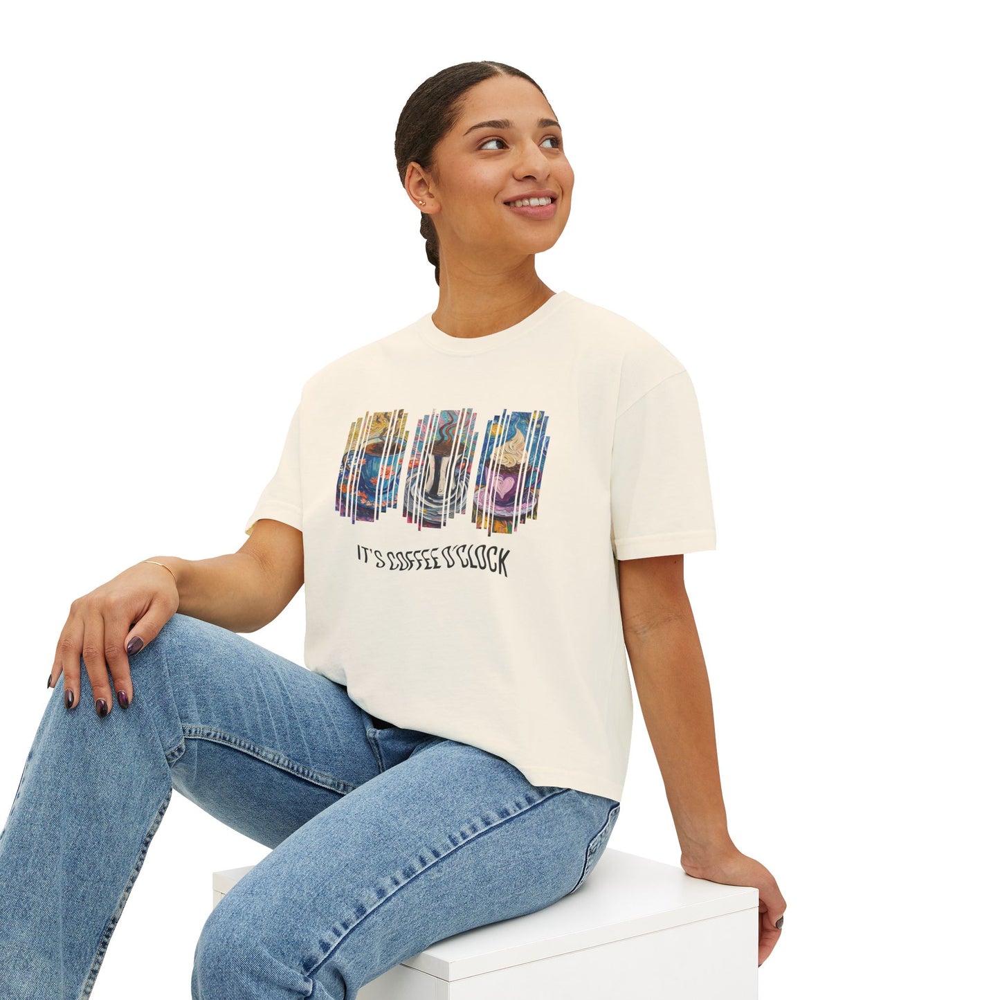 Boxy Tee — "It's Snack O'Clock" Colorful Snack Bar Graphic