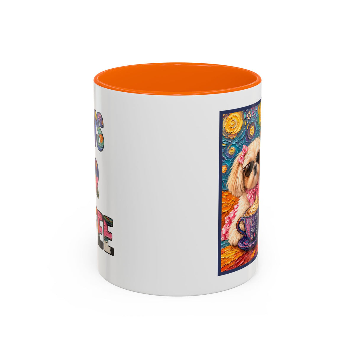Shih Tzu Coffee Cup - Cute Dog Art - Couple with Teacups-Coffee cups - Paws for Coffee
