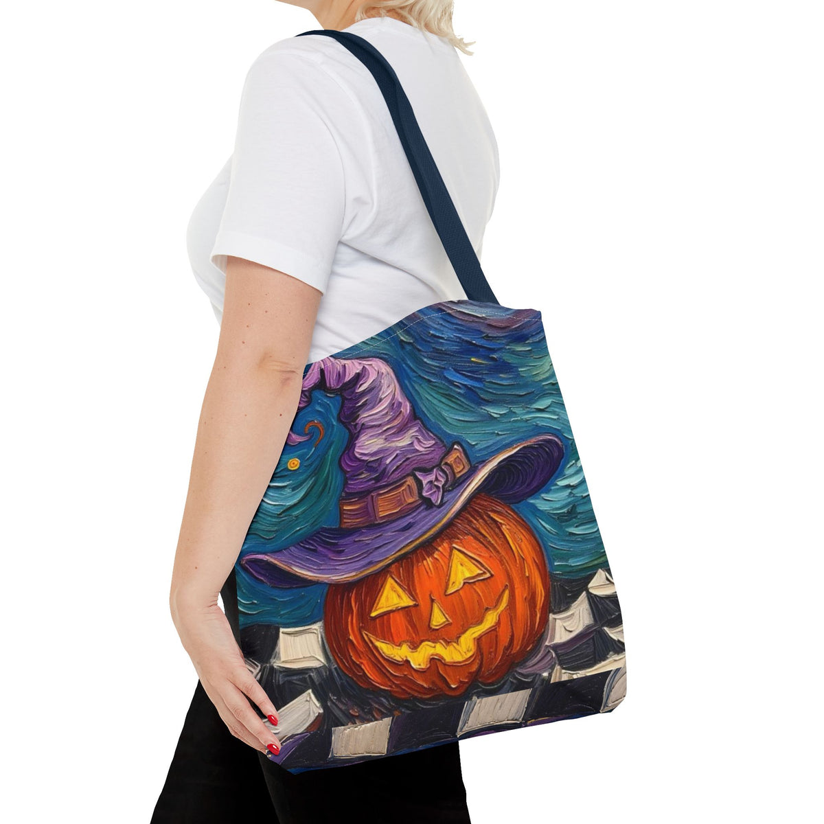 Halloween Tote Bag | Pumpkin After Midnight – Colorful Jack-O'-Lantern artistic design