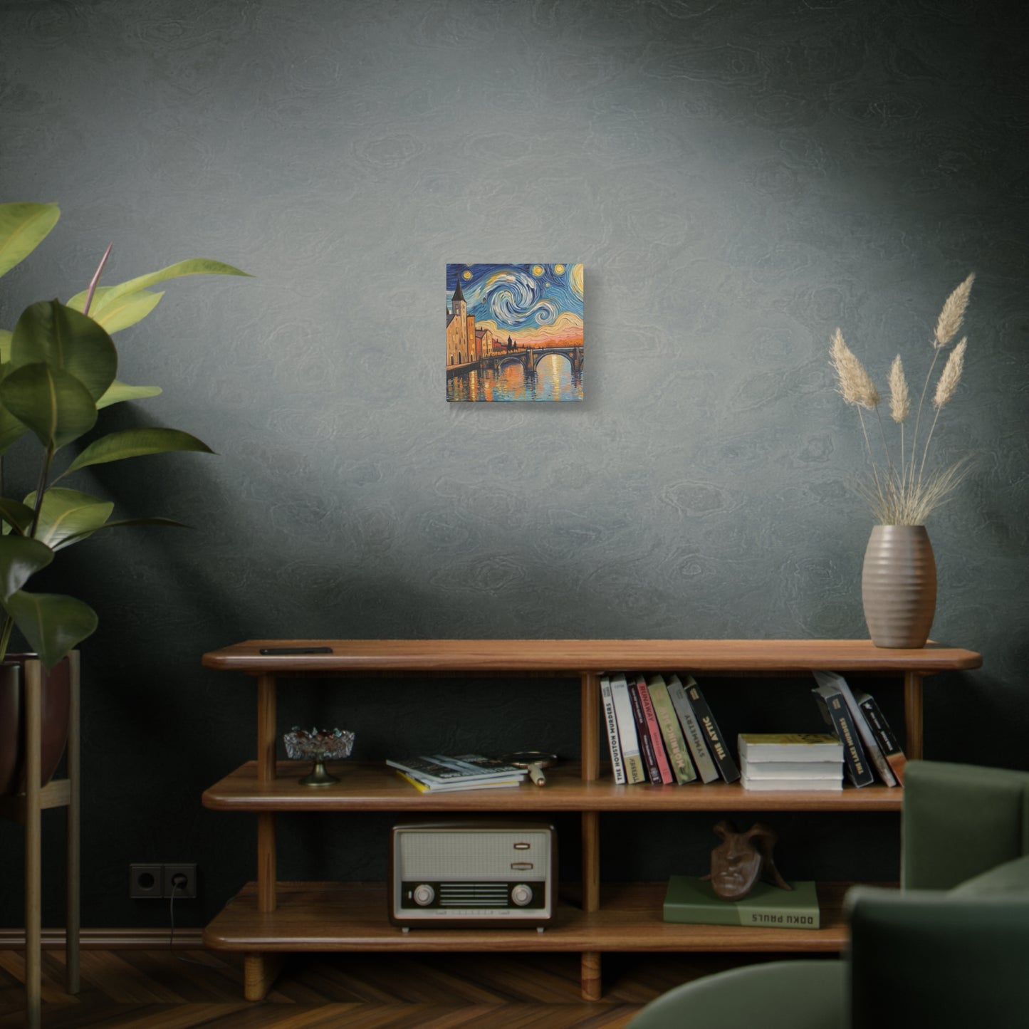 Van Gogh Style Arno River Bridge Canvas — Matte Stretched Wall Art