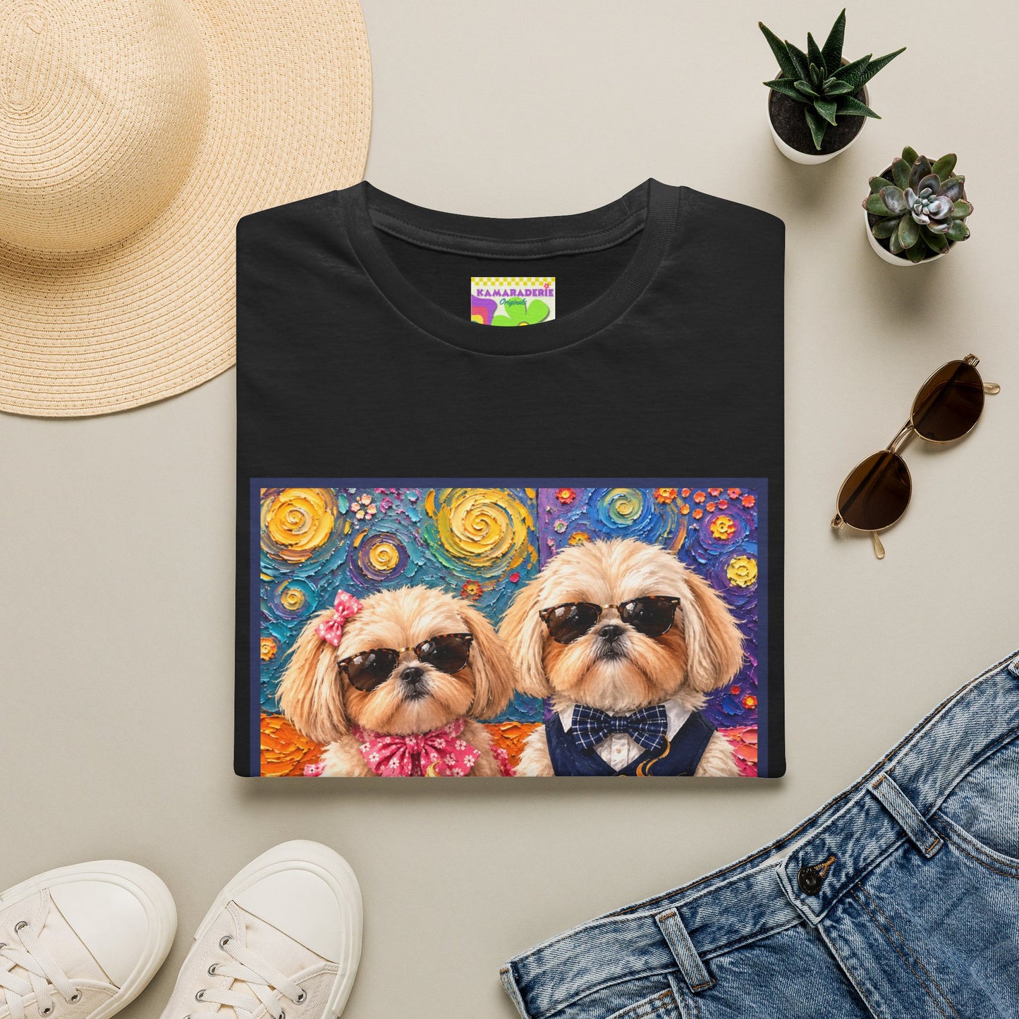 Shih Tzu Coffee Date T-Shirt - Cute Couple - Dogs with Teacups - Paws for Coffee