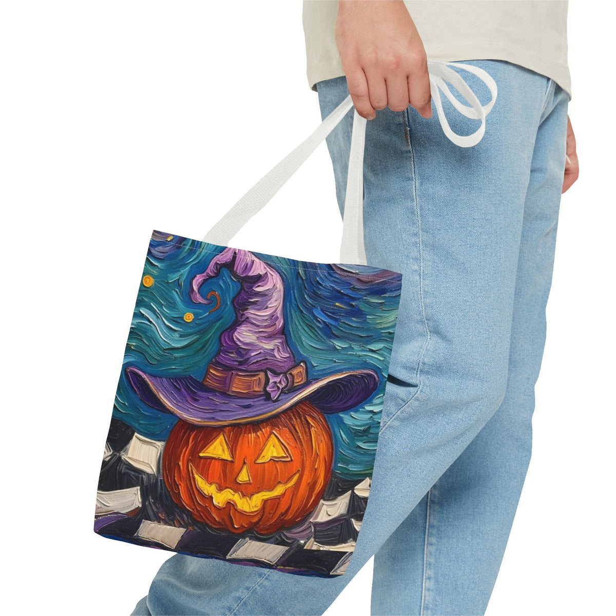 Halloween Tote Bag | Pumpkin After Midnight – Colorful Jack-O'-Lantern artistic design