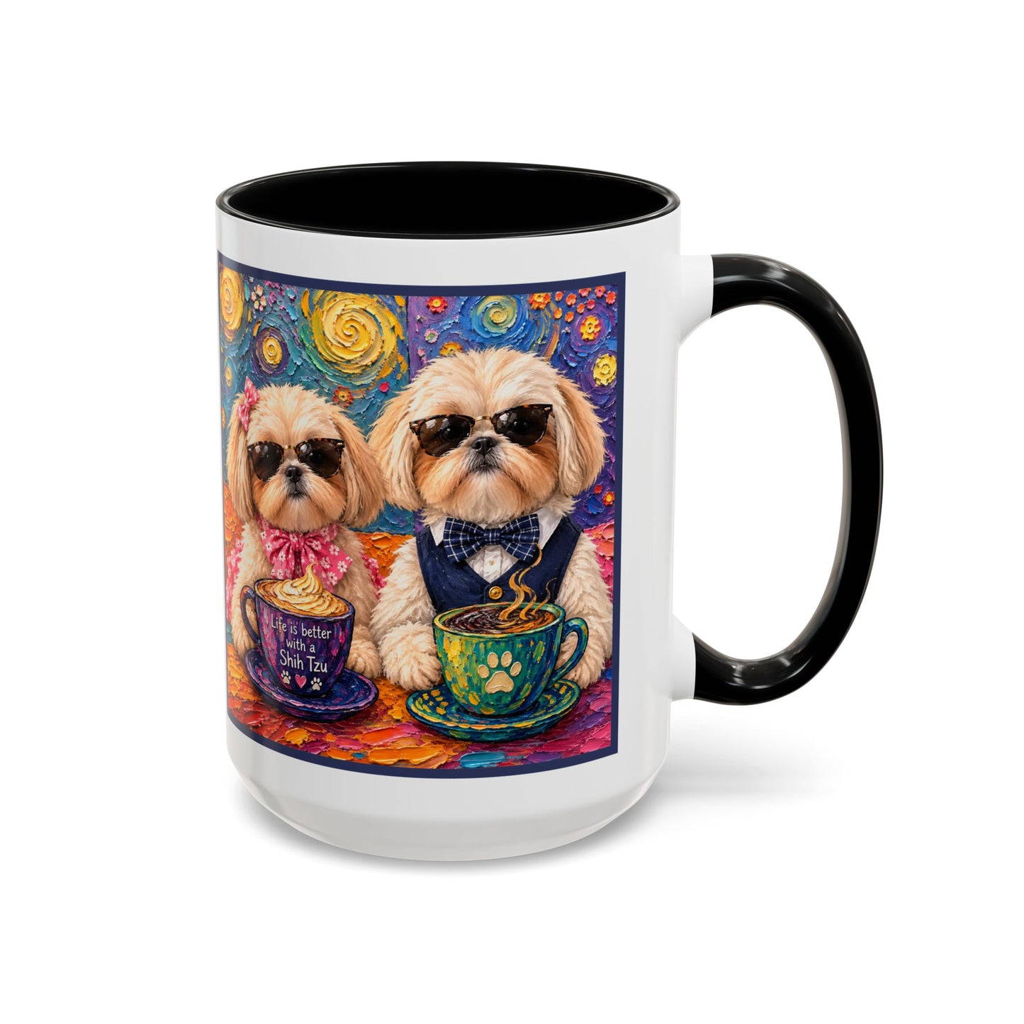 Shih Tzu Coffee Cup - Cute Dog Art - Couple with Teacups-Coffee cups - Paws for Coffee