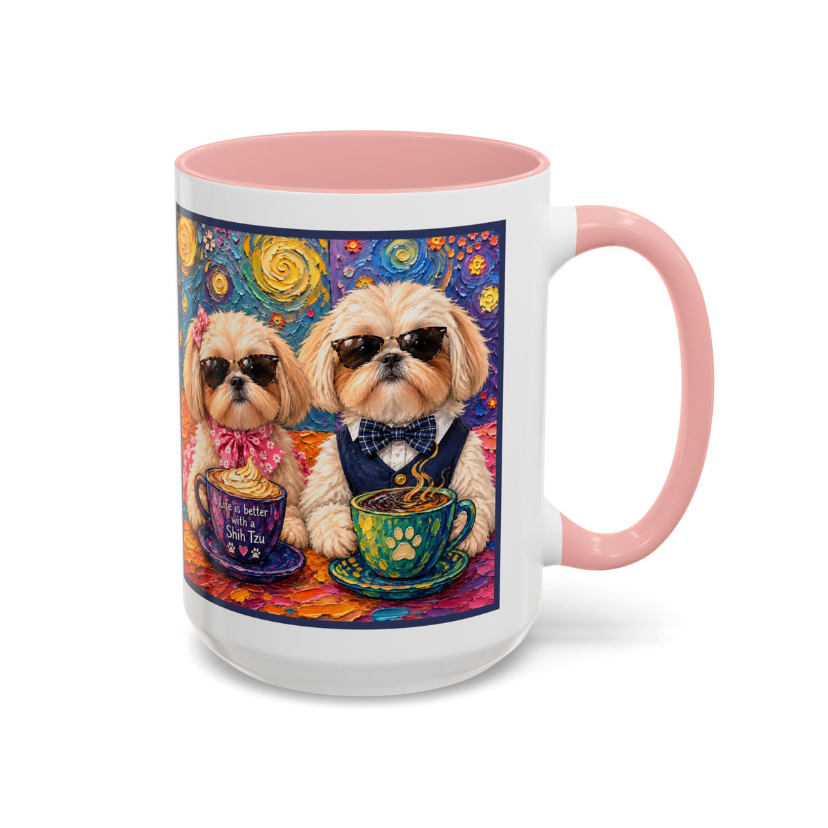 Shih Tzu Coffee Cup - Cute Dog Art - Couple with Teacups-Coffee cups - Paws for Coffee