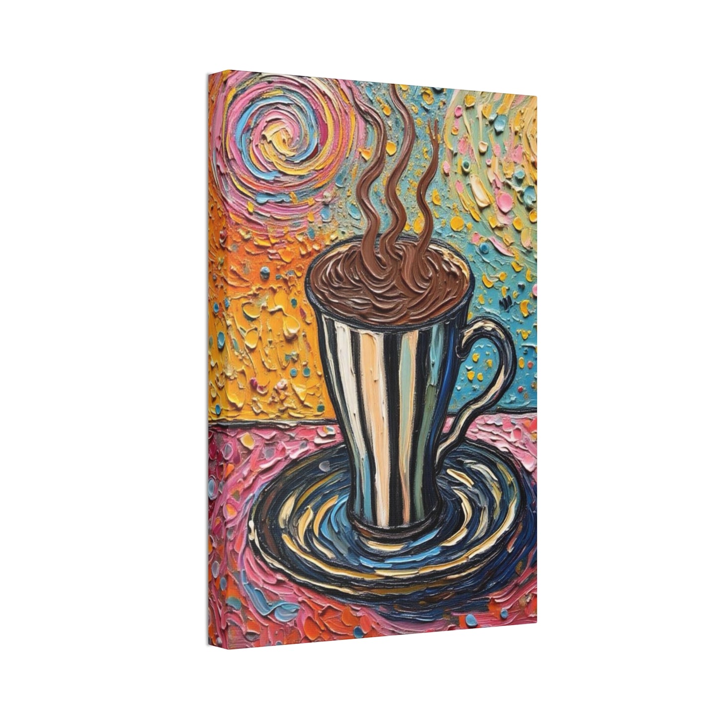 Colorful Coffee Cup Canvas Wall Art — Stretched 1.5"