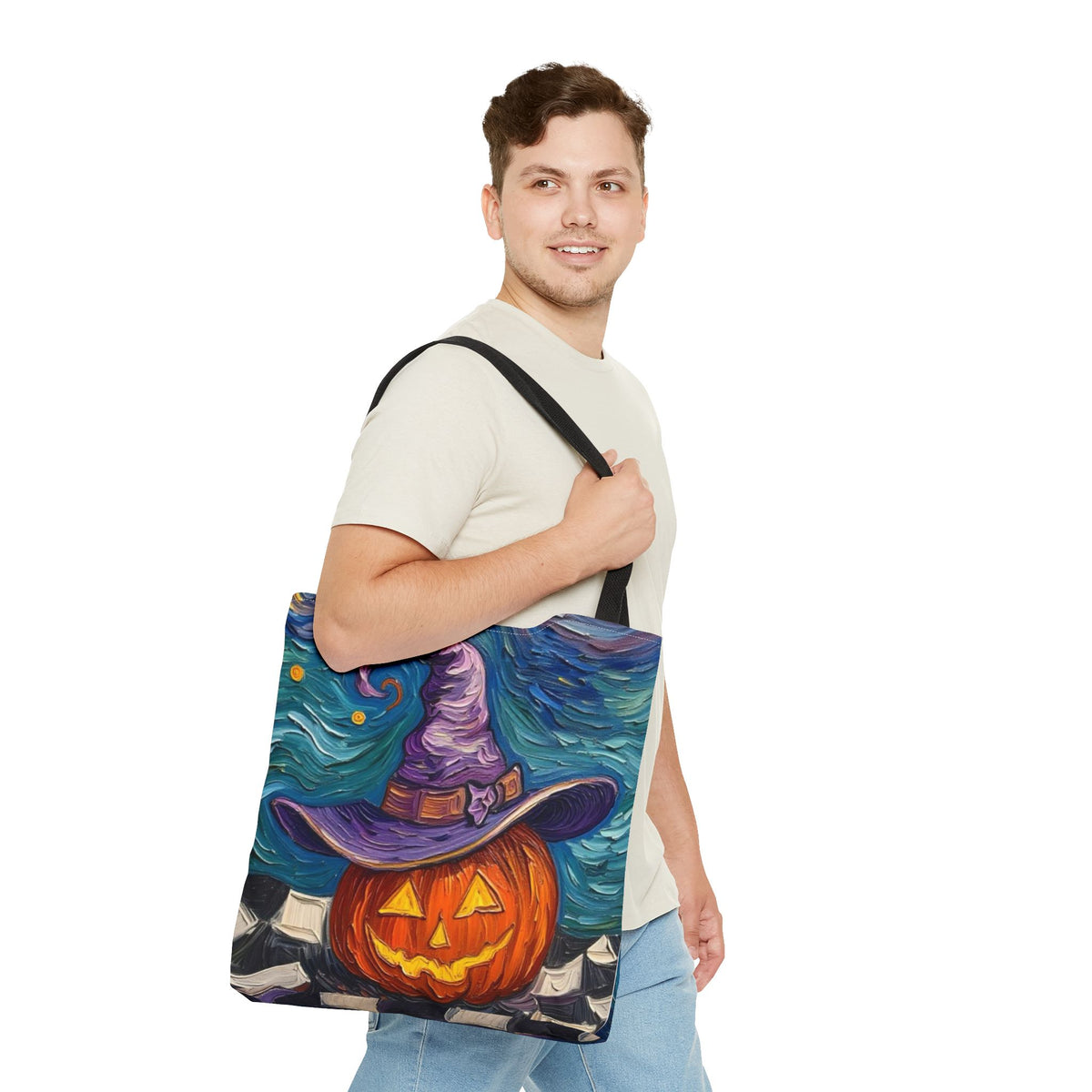 Halloween Tote Bag | Pumpkin After Midnight – Colorful Jack-O'-Lantern artistic design