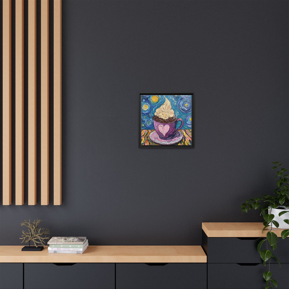 Canvas Wall Art - Colorful Coffee Cup - Artistic Painterly Style - Impasto Design Print - 'Dreamer's Roast'