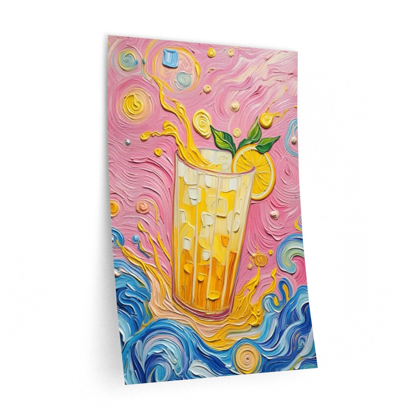 Wall Decal Art- Unique Splashing Lemon Drink - Bright Artistic Removable Wall Art - 'Pucker Up'