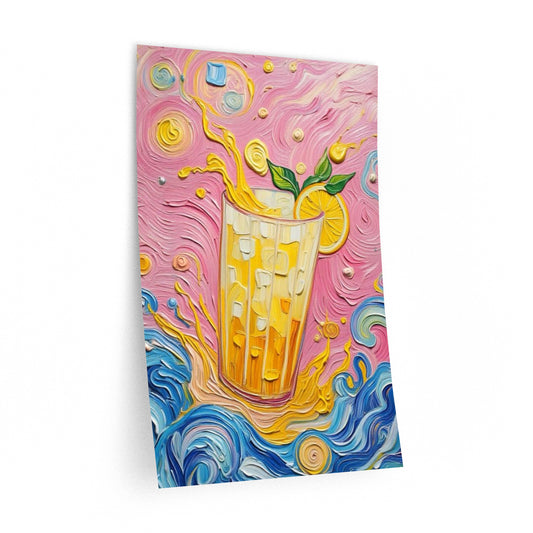 Wall Decal Art- Unique Splashing Lemon Drink - Bright Artistic Removable Wall Art - 'Pucker Up'