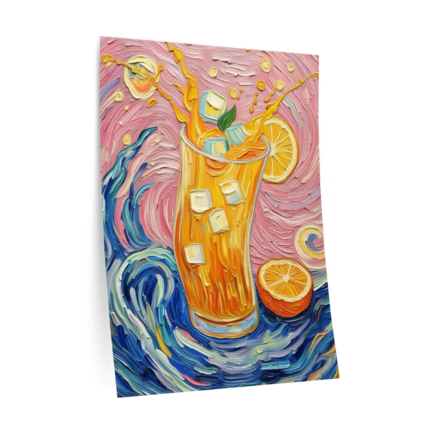 Wall Decal Art- Refreshing Splashing Citrus Drink - Bright Artistic Removable Wall Art Wall Decal - 'Squeeze the Day'