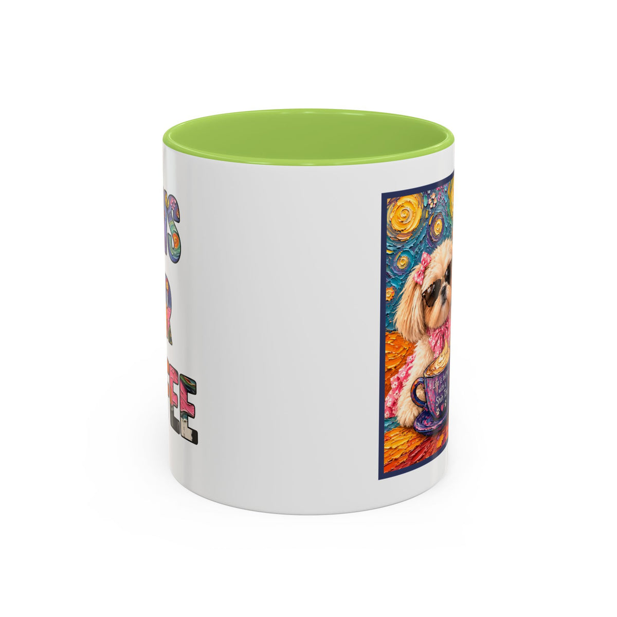 Shih Tzu Coffee Cup - Cute Dog Art - Couple with Teacups-Coffee cups - Paws for Coffee