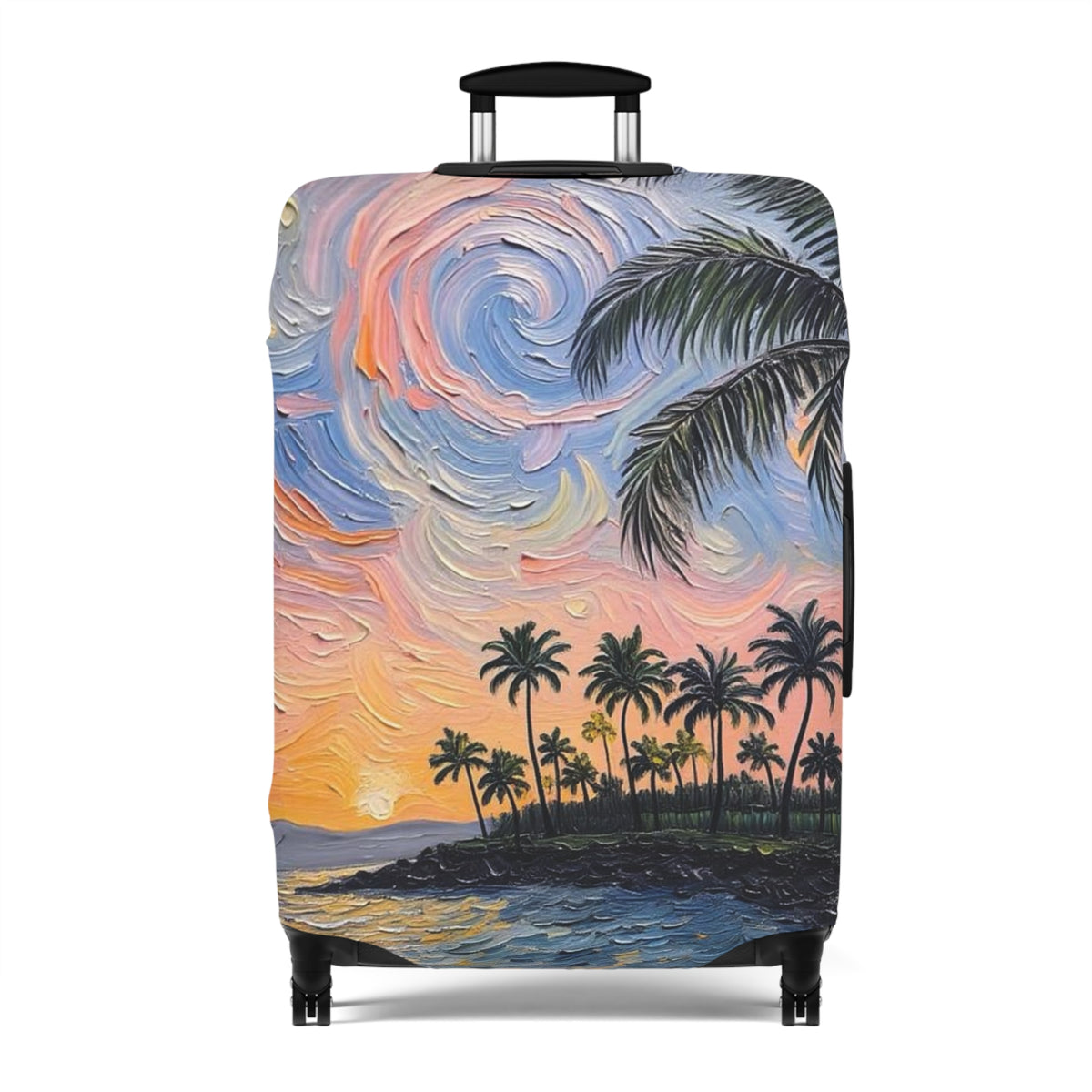 Luggage Cover Protector -Tropical Painterly Style Design - 'Into the Sunset'  -