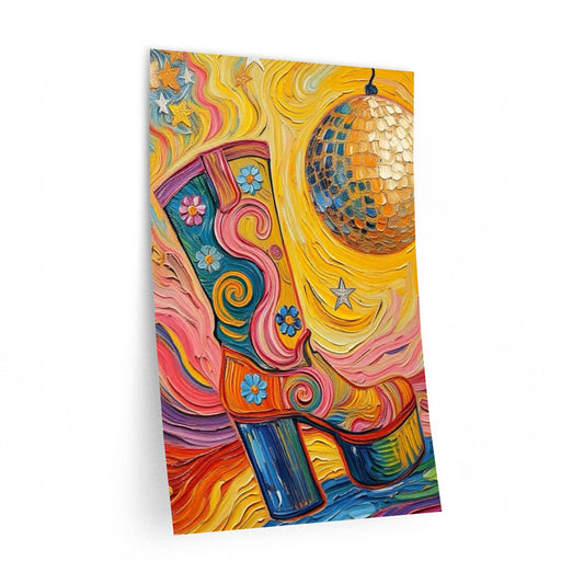 Wall Decal Art- Retro Colorful High Heel Platform Boot - Removable Wall Print - Artistic Painterly Style - 'Boogie Nights'