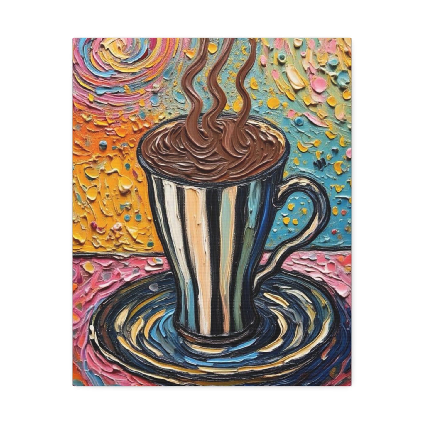 Colorful Coffee Cup Canvas Wall Art — Stretched 1.5"
