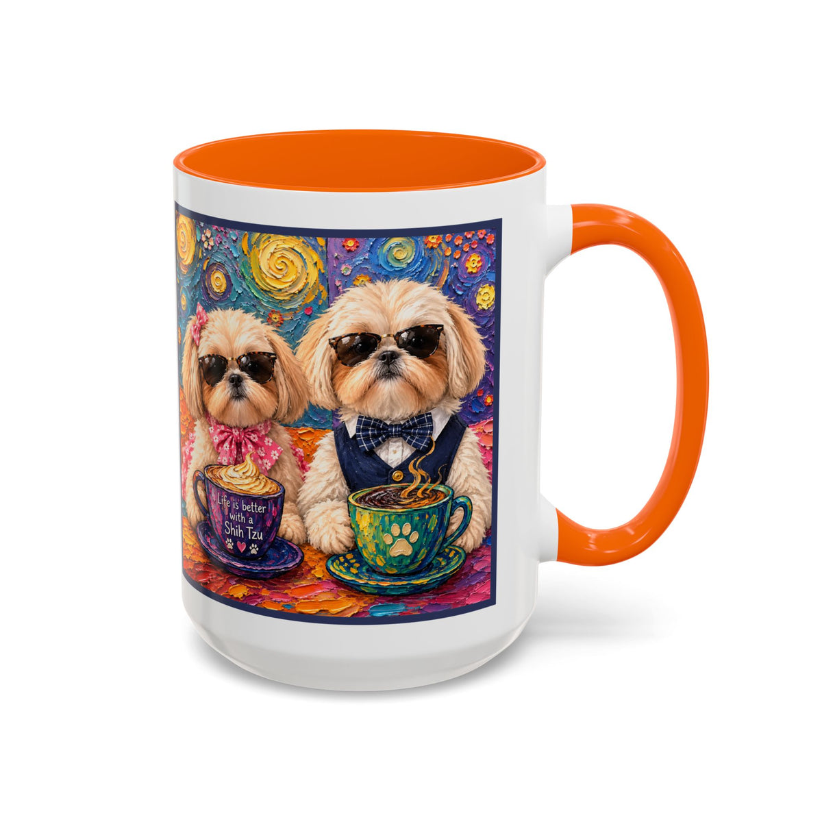 Shih Tzu Coffee Cup - Cute Dog Art - Couple with Teacups-Coffee cups - Paws for Coffee