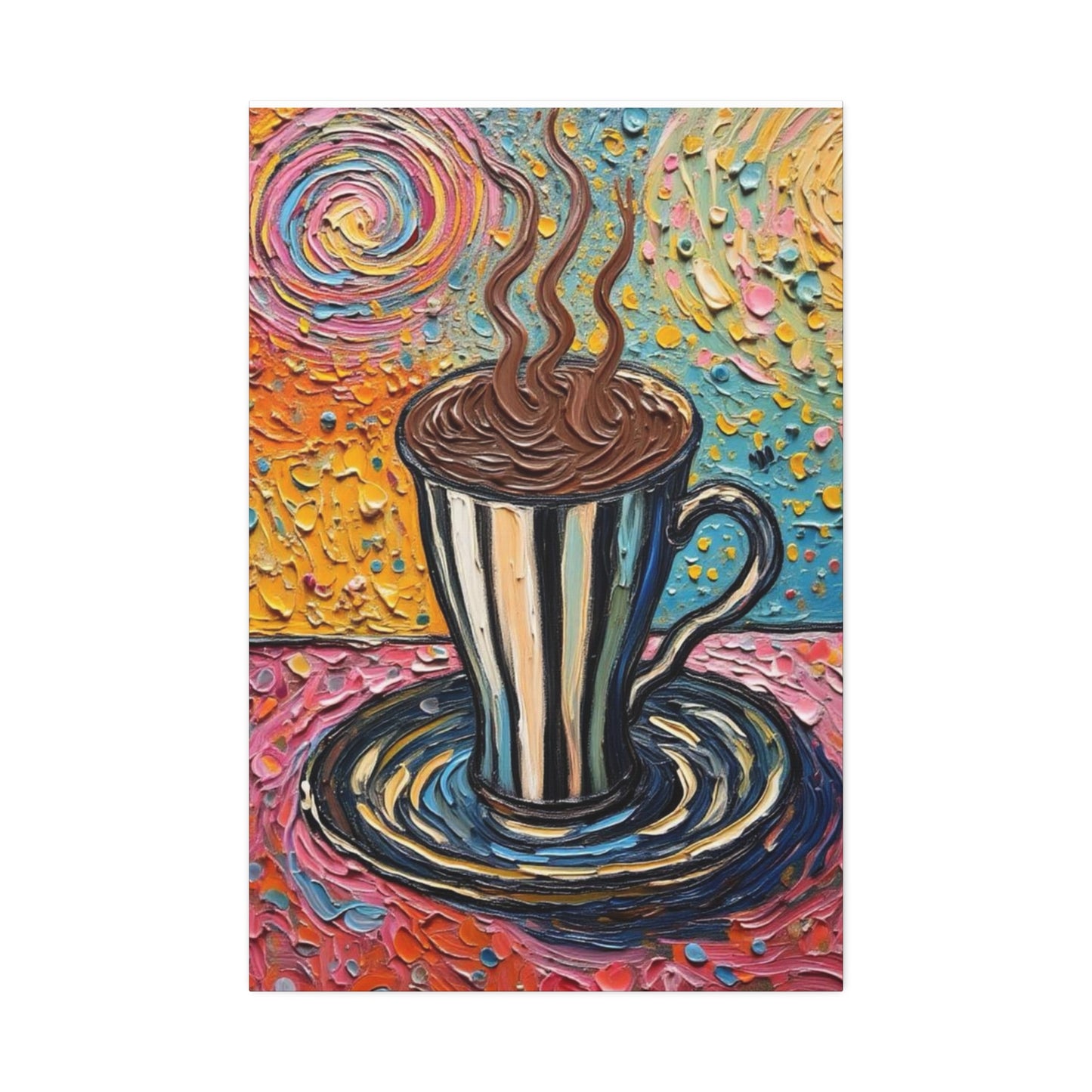 Colorful Coffee Cup Canvas Wall Art — Stretched 1.5"