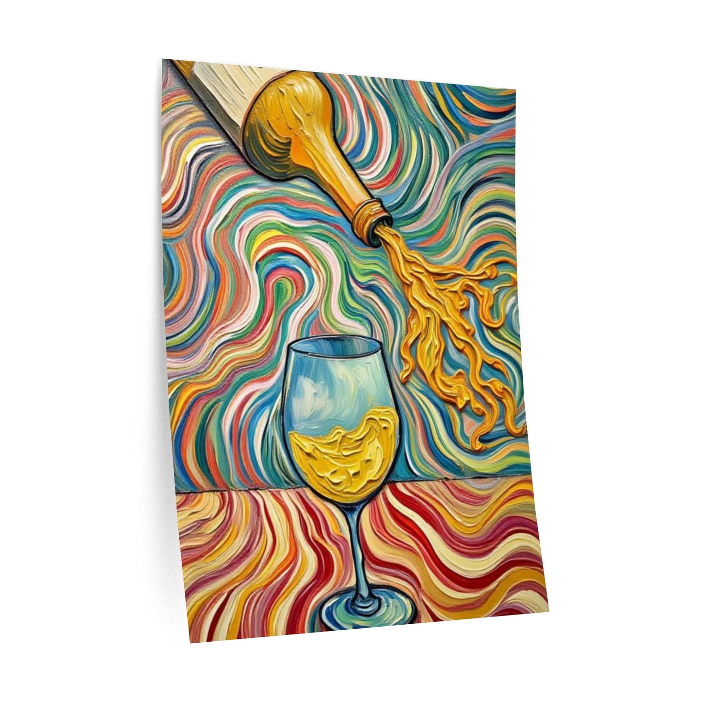 Wall Decal Art - Wine Bottle & Glass Pour Removable Art - Artistic Uniquely Design - Psychedelic Pour'