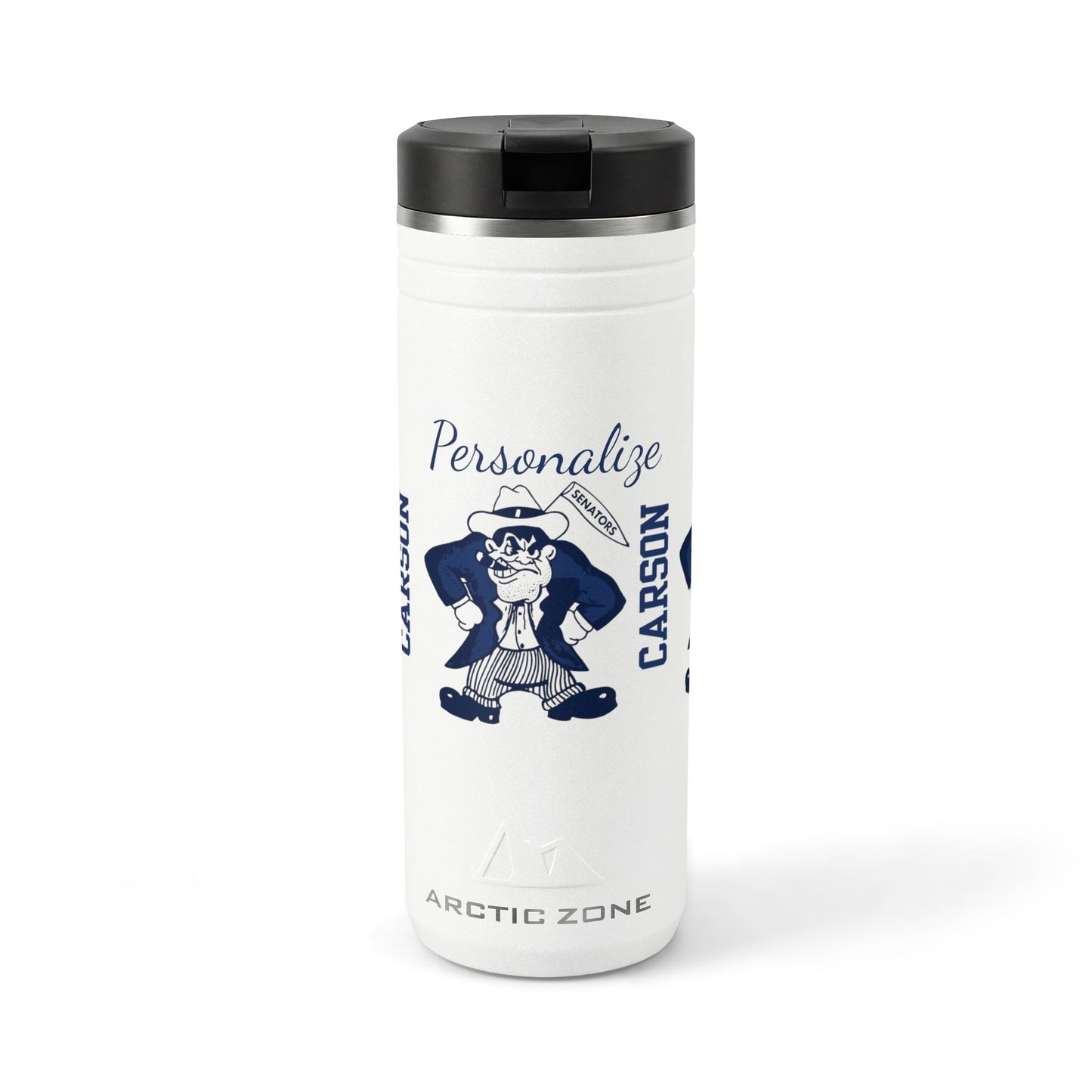 Vintage Carson Senators Mascot Insulated Tumbler - 24oz Thermal Straw Bottle