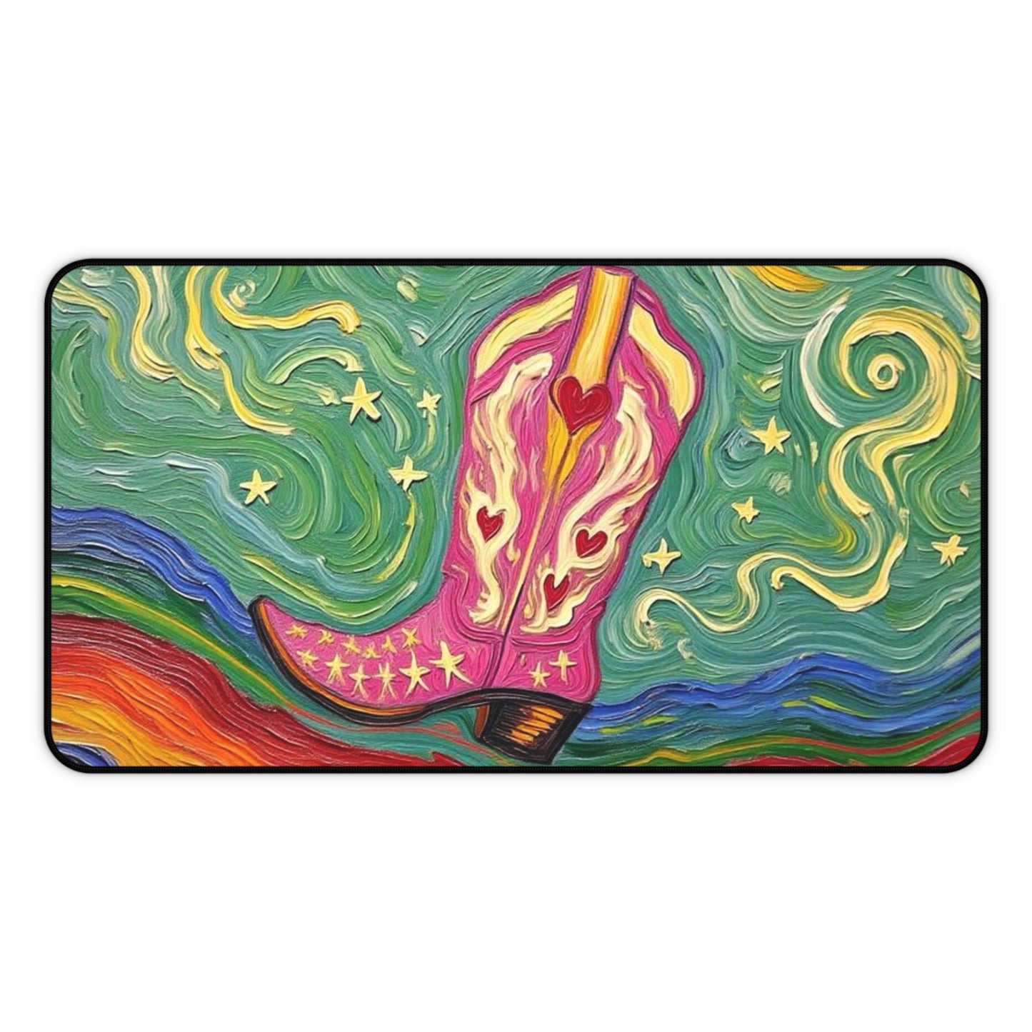 Desk Mat - Vivid Cowboy - Cowgirl Boot - Colorful Western Painterly Design - Artistic Cowgirl Boot - 'Cowgirl Kisses'