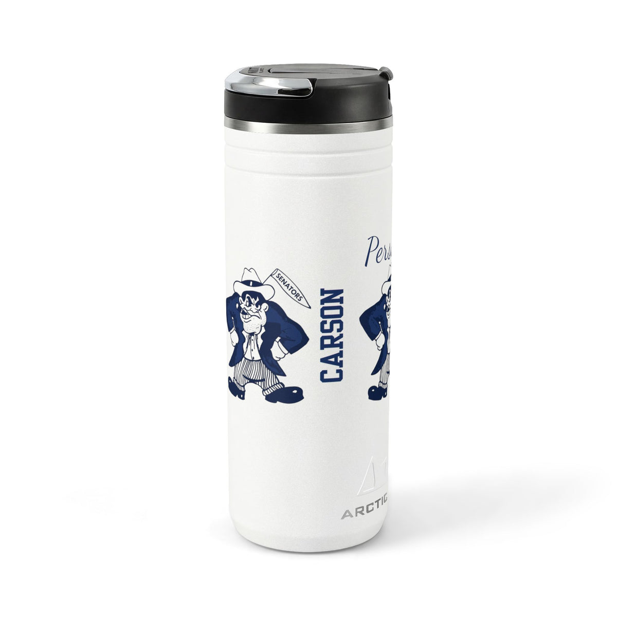 Vintage Carson Senators Mascot Insulated Tumbler - 24oz Thermal Straw Bottle