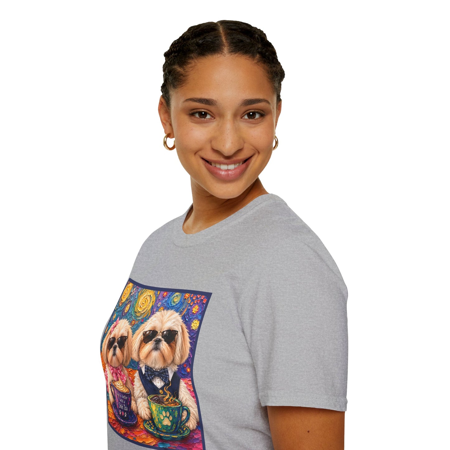 Shih Tzu Coffee Date T-Shirt - Cute Couple - Dogs with Teacups - Paws for Coffee