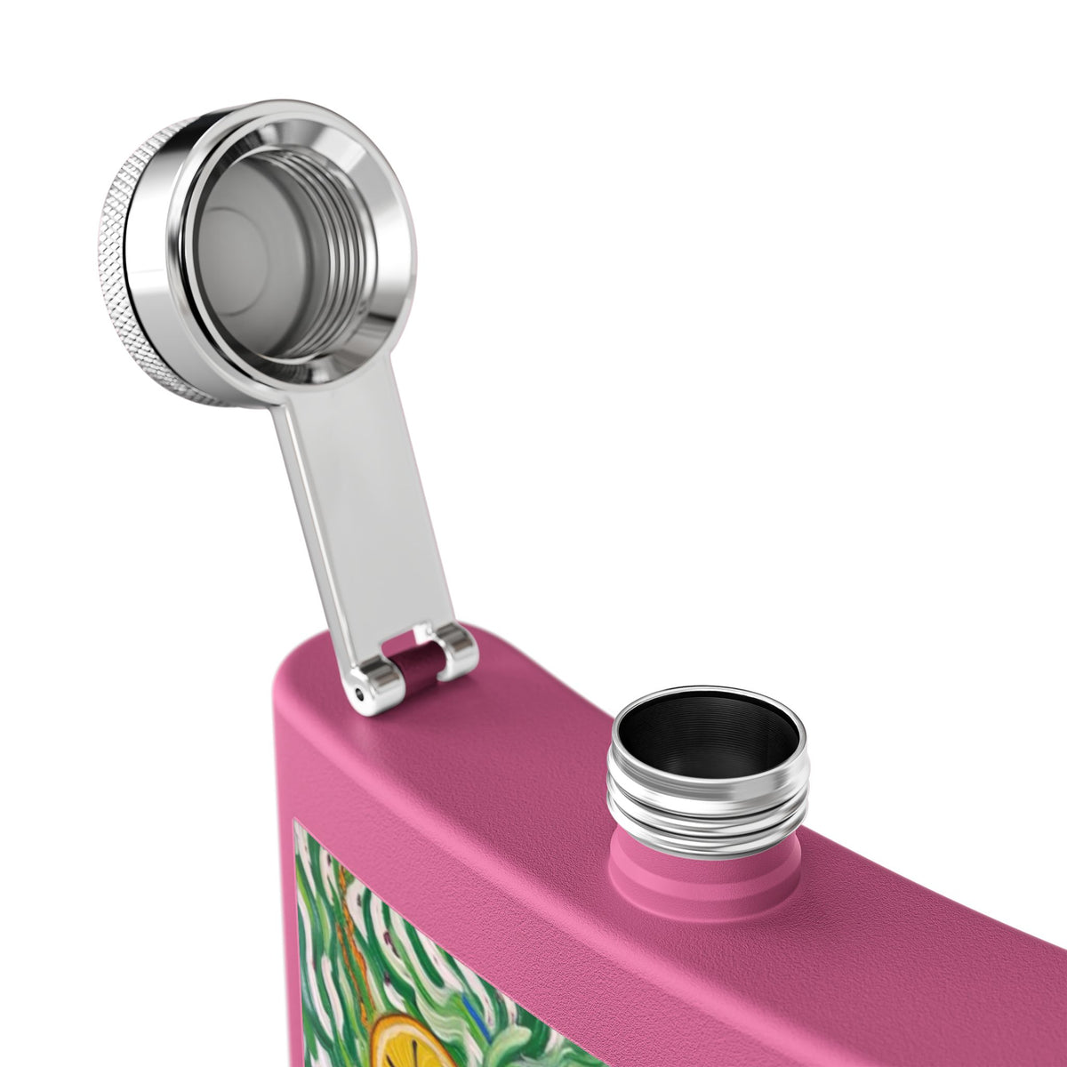 Flask - Stainless Steel 6oz - Colorful Cocktail Splash - Whimsical Artwork - 'Cheers to the Good Life'