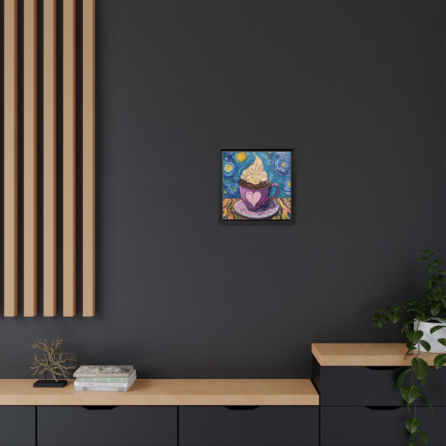 Canvas Wall Art - Colorful Coffee Cup - Artistic Painterly Style - Impasto Design Print - 'Dreamer's Roast'