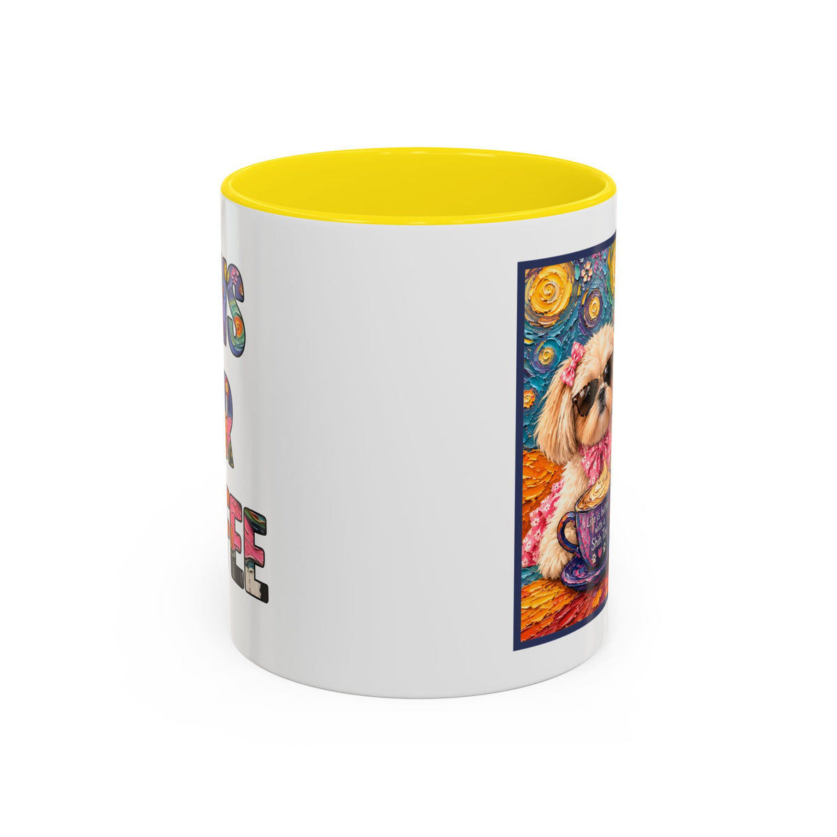 Shih Tzu Coffee Cup - Cute Dog Art - Couple with Teacups-Coffee cups - Paws for Coffee