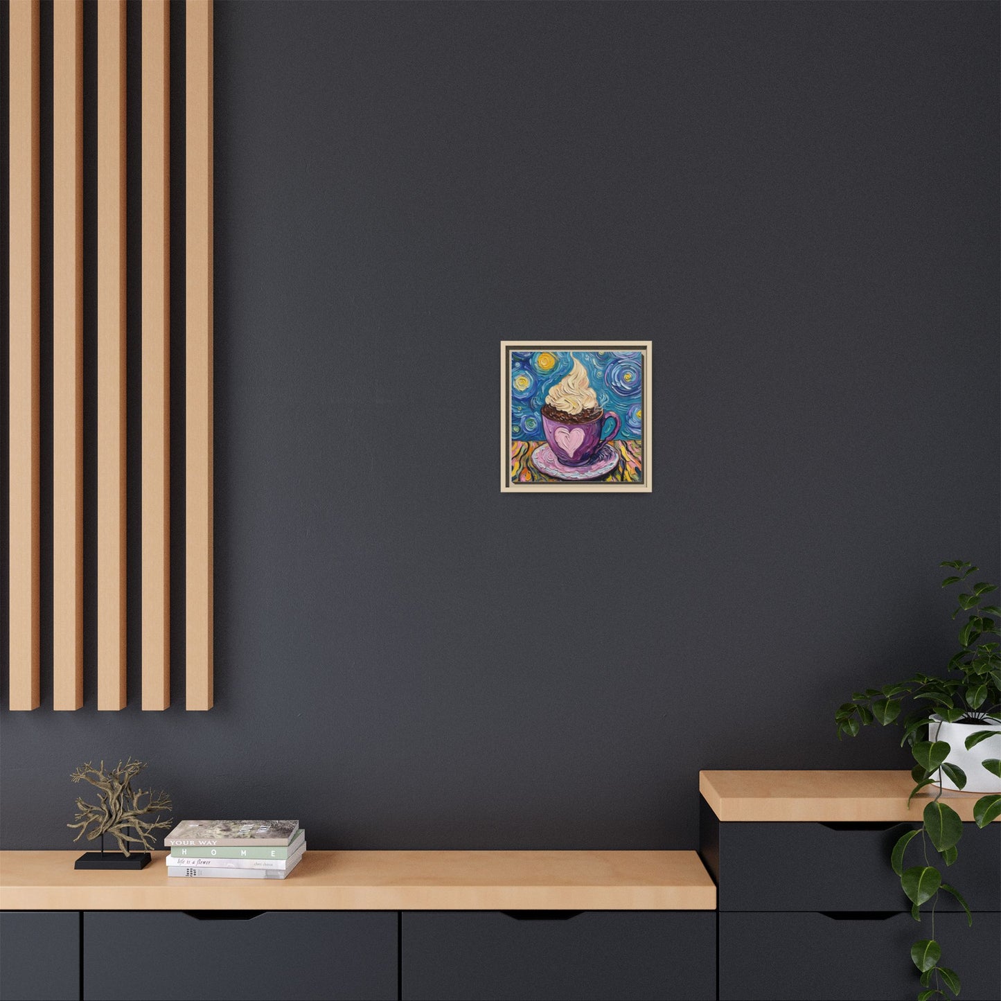 Canvas Wall Art - Colorful Coffee Cup - Artistic Painterly Style - Impasto Design Print - 'Dreamer's Roast'