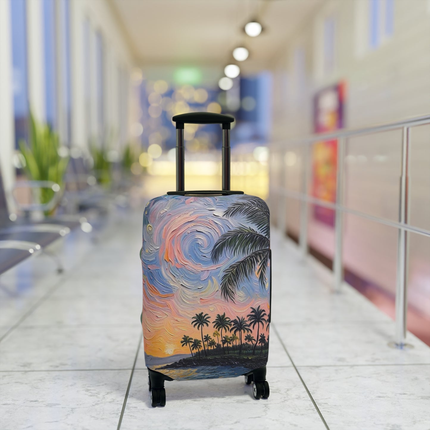 Luggage Cover Protector -Tropical Painterly Style Design - 'Into the Sunset'  -