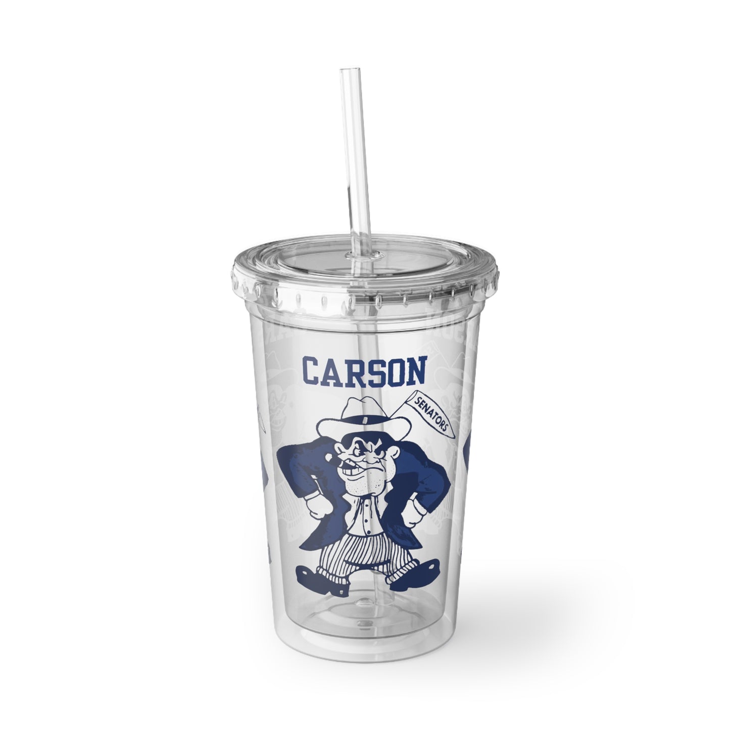 Vintage Carson Senators Mascot Acrylic Tumbler - 16 oz