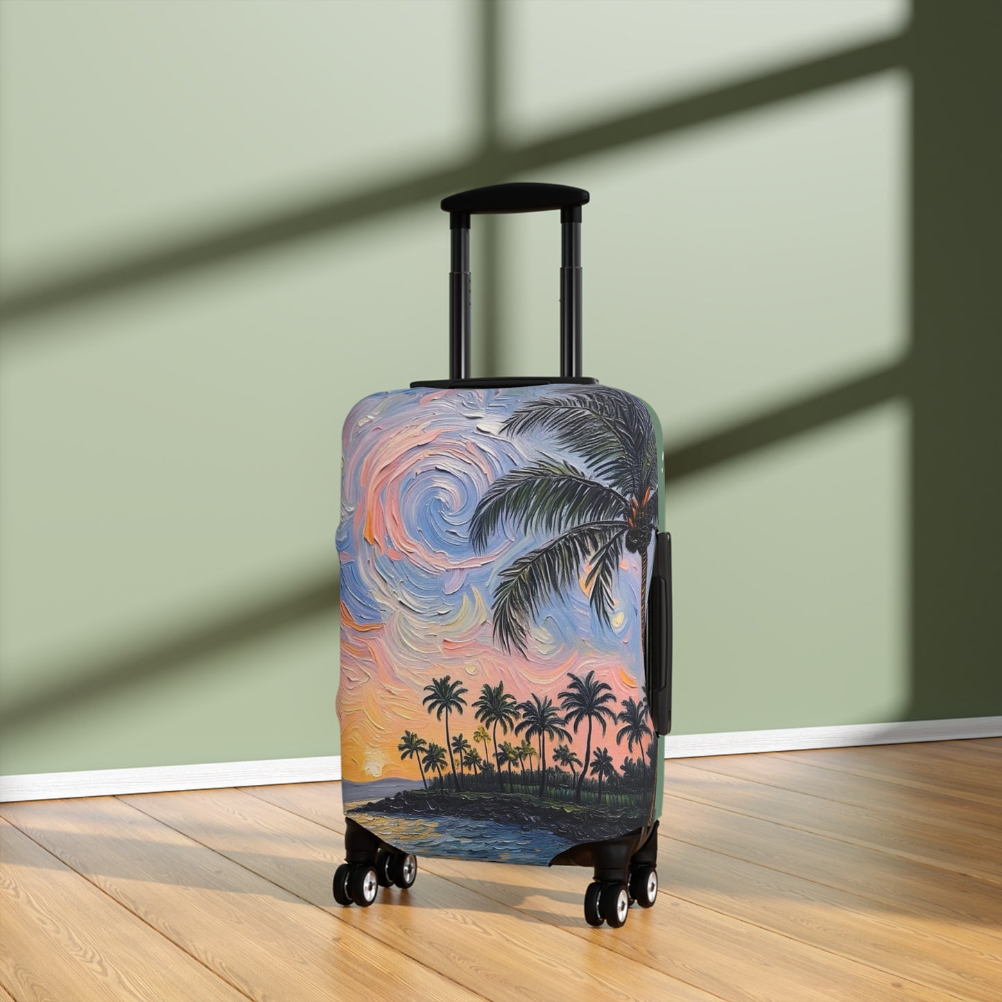 Luggage Cover Protector -Tropical Painterly Style Design - 'Into the Sunset'  -