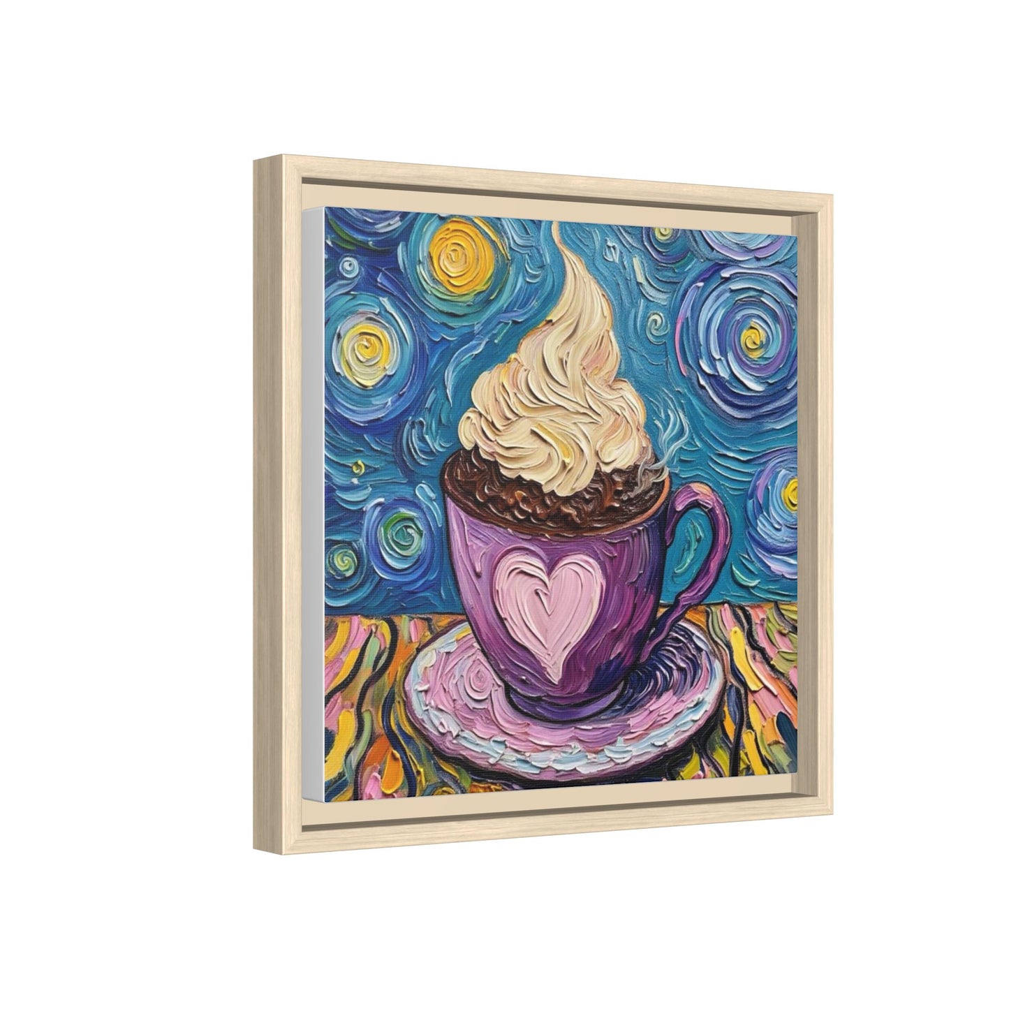 Canvas Wall Art - Colorful Coffee Cup - Artistic Painterly Style - Impasto Design Print - 'Dreamer's Roast'