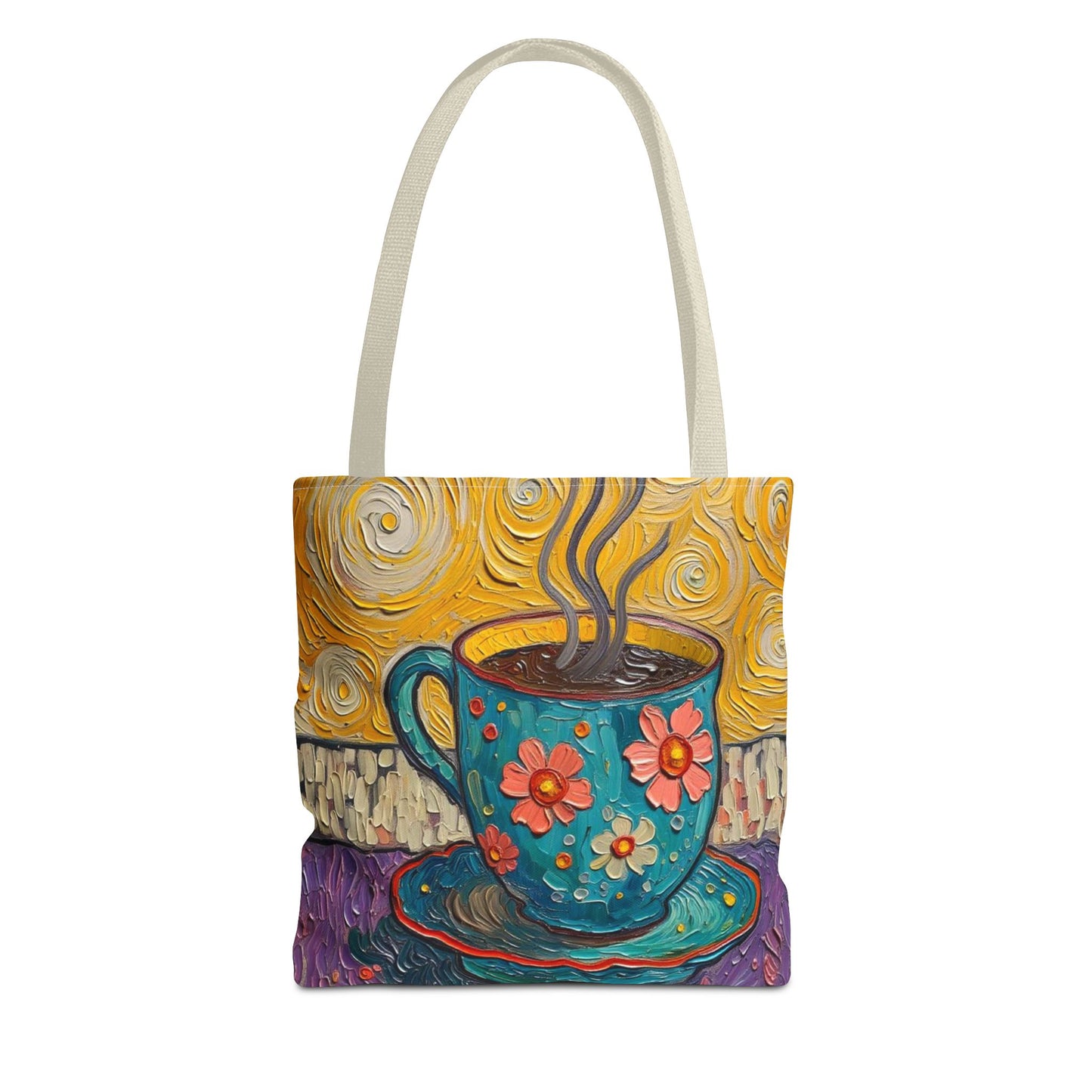 Tote Bag - Flower Coffee Cup - Painterly Style Design - 'Rich Roast'
