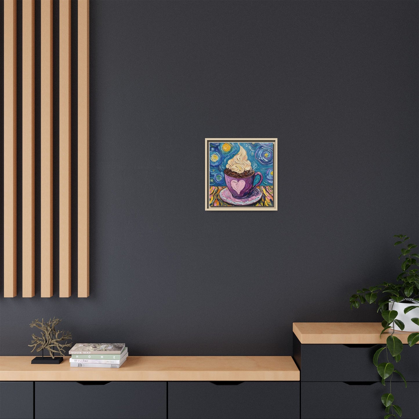 Canvas Wall Art - Colorful Coffee Cup - Artistic Painterly Style - Impasto Design Print - 'Dreamer's Roast'