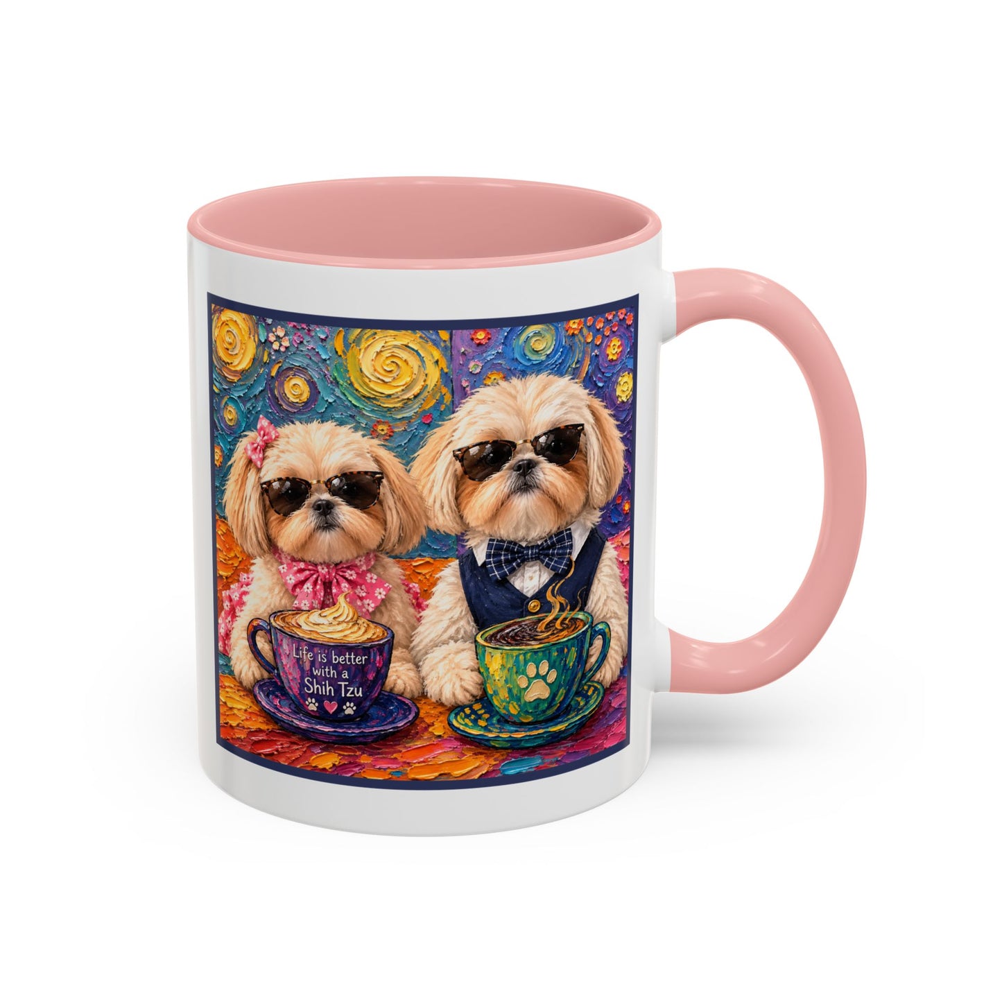 Shih Tzu Coffee Cup - Cute Dog Art - Couple with Teacups-Coffee cups - Paws for Coffee