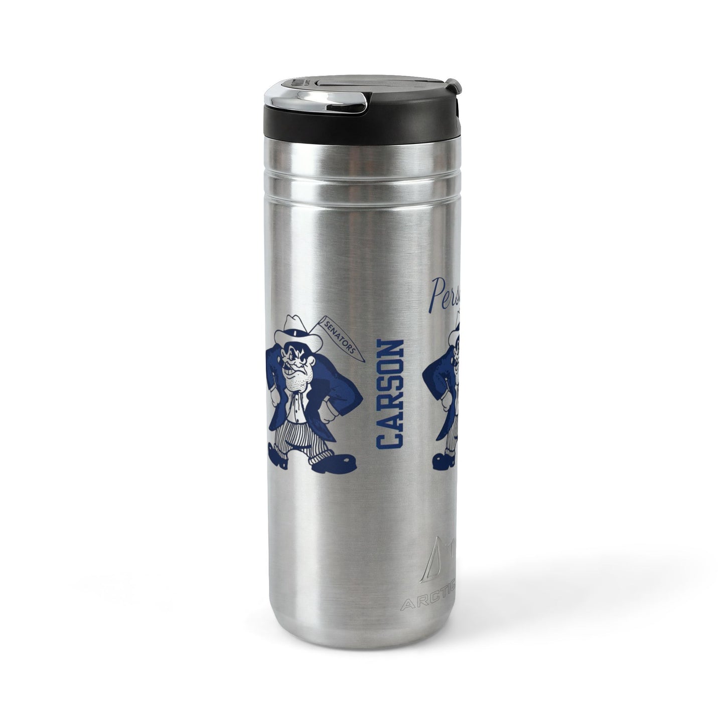 Vintage Carson Senators Mascot Insulated Tumbler - 24oz Thermal Straw Bottle