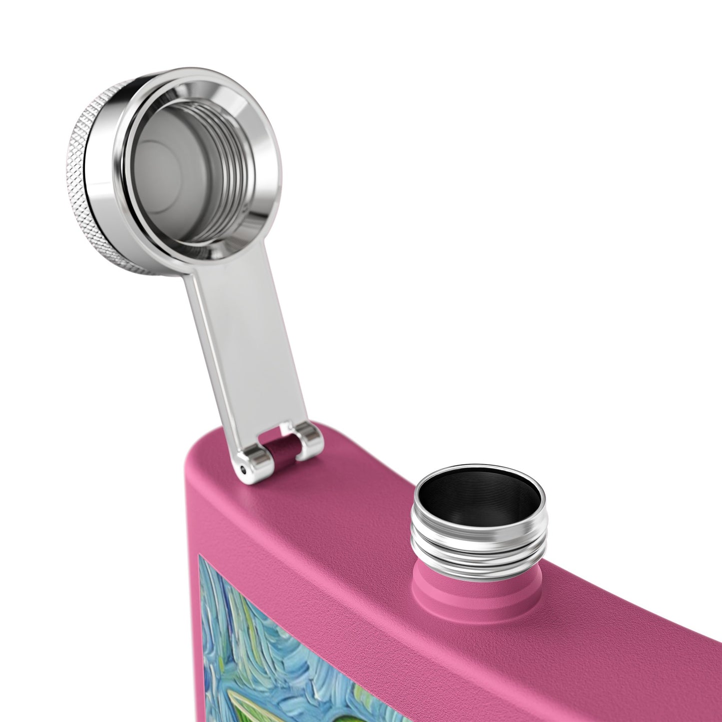 Flask - Stainless Steel 6oz - Colorful Cocktail Splash - Whimsical Artwork - 'Cheers, Darling'
