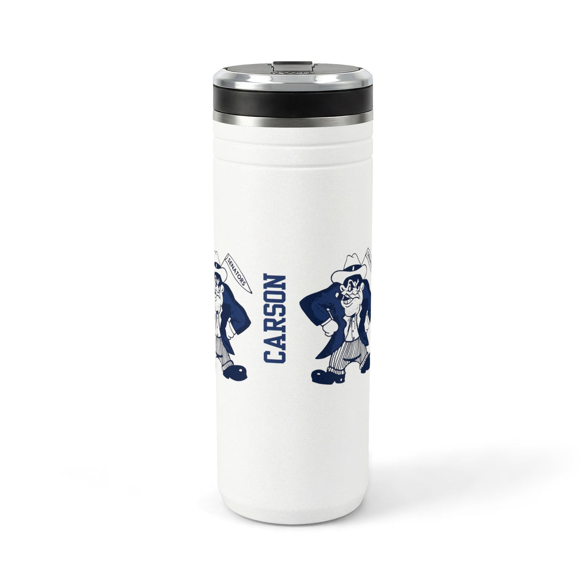 Vintage Carson Senators Mascot Insulated Tumbler - 24oz Thermal Straw Bottle